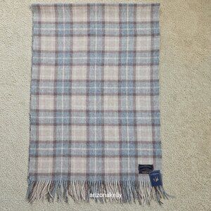 NWT James Pringle Weavers 100% Wool Plaid MacKellar Tan, Grey & Brown